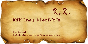 Kálnay Kleofás névjegykártya
